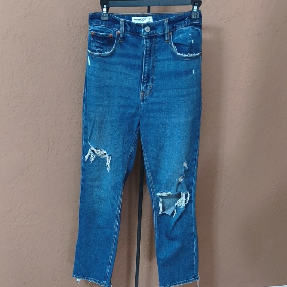 Abercrombie & Fitch The Ankle Straight Ultra High Rise Blue Jeans Size 4R